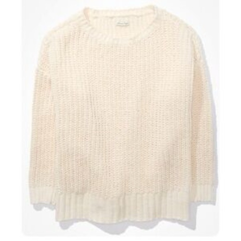 American Eagle XS snowsoft cozy chunky‎ sweater cream NWT